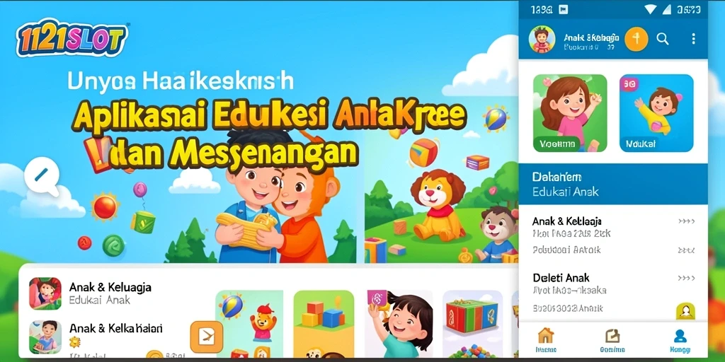 Antarmuka aplikasi 1121SLOT yang ramah anak dan interaktif.