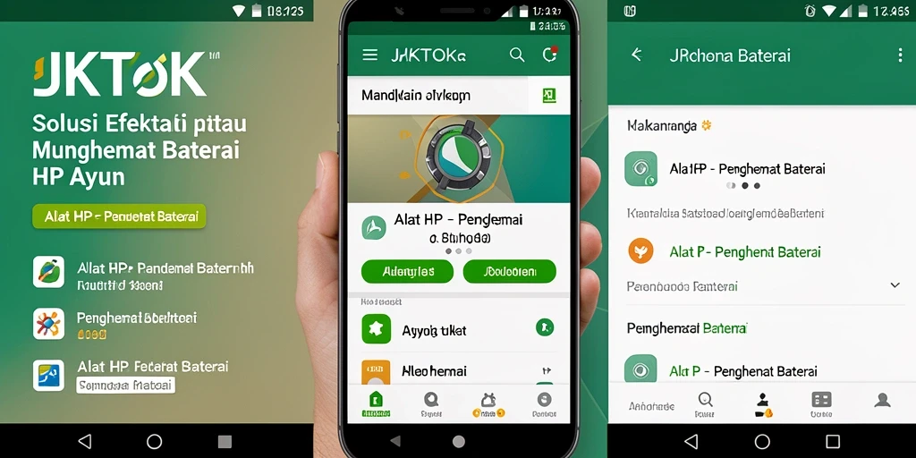 Tampilan antarmuka JKTOK yang menampilkan penghematan baterai.