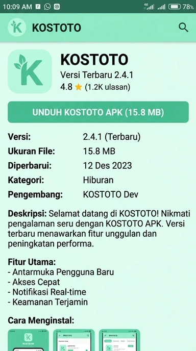 Panduan Unduh dan Instal APK kostoto untuk Android